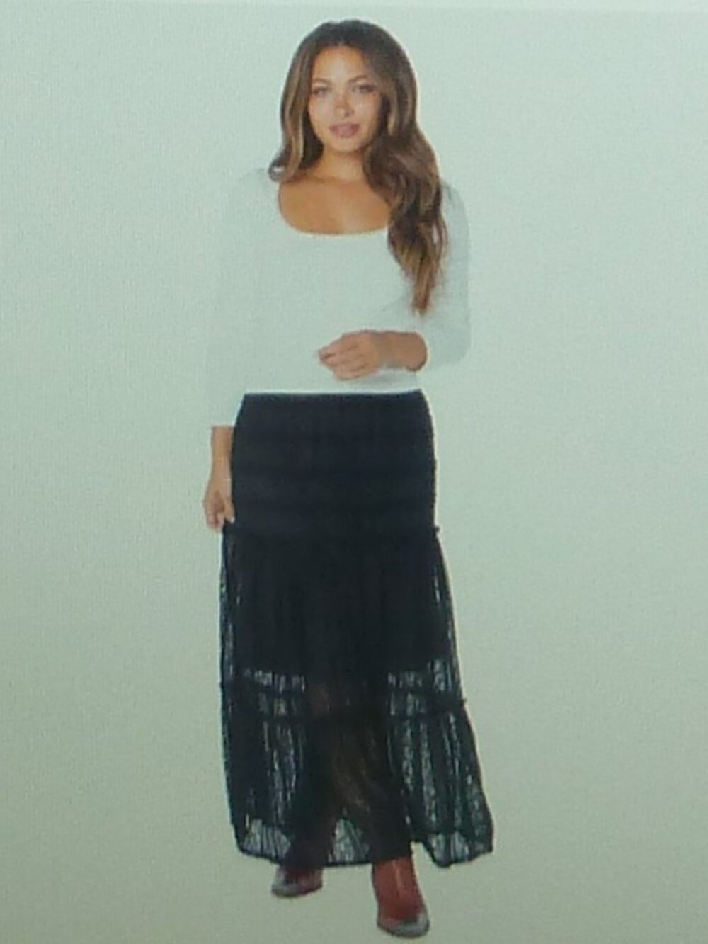 Celebrity Pink Black Layered Lace Tiered Maxi Skirt